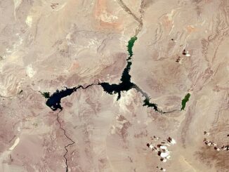 Satellite image of a denuded Lake Mead