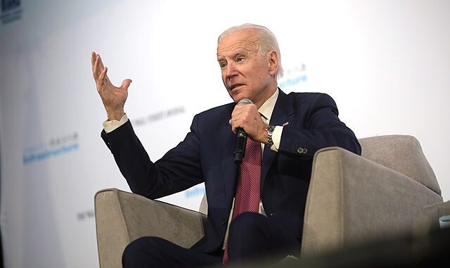 Joe Biden speaking with attendees at the Moving America Forward Forum